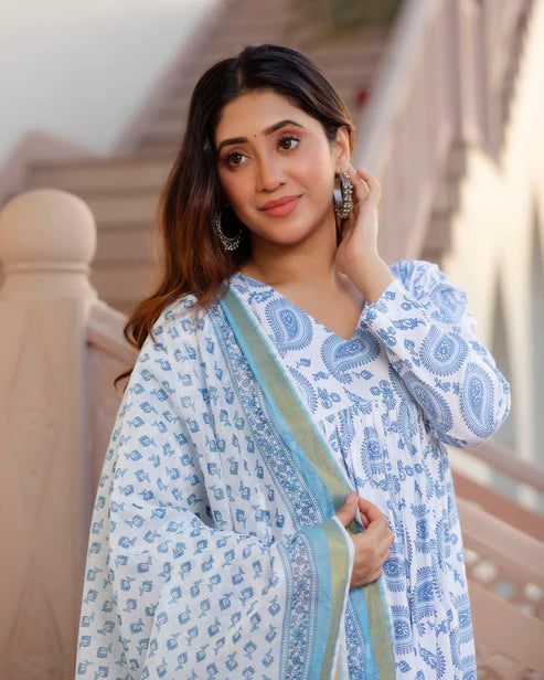 Block Printed Kurta set with Dupatta