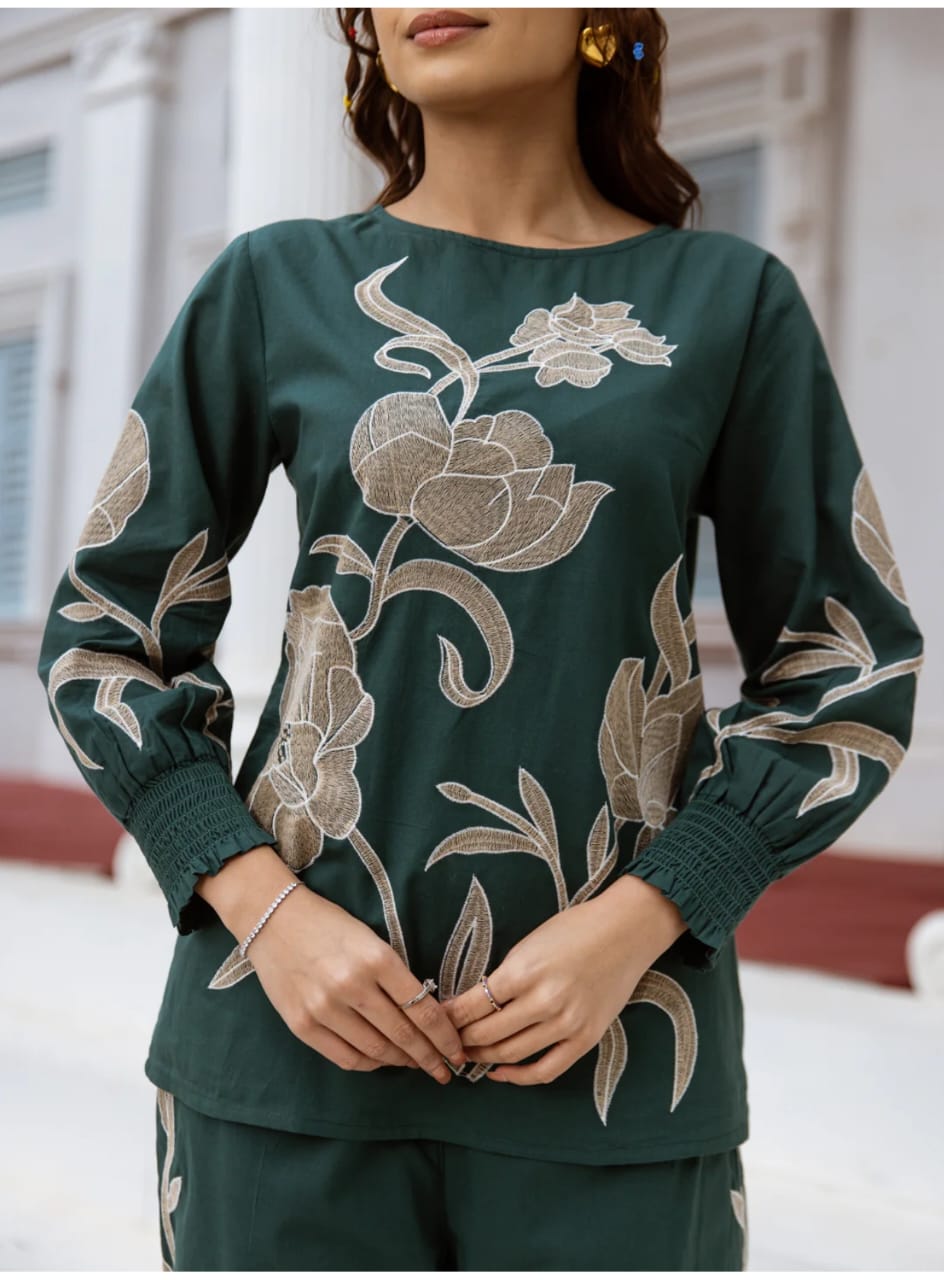 Cotton Coord set with Embroidery Work