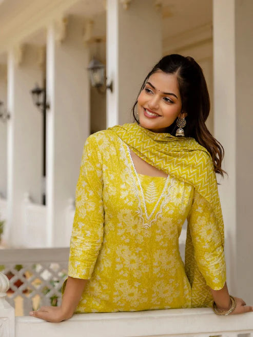 Embroidery Straight Kurta and Pant set with Dupatta