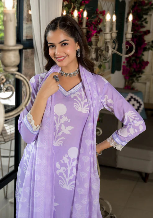 Embroidery Straight Kurta and Pant set with Dupatta