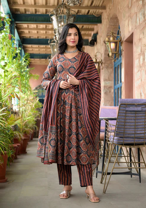 Embroidery Anarkali Kurta and Pant set with Dupatta