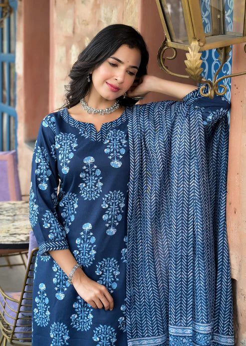 Embroidery Straight Kurta and Pant set with Dupatta