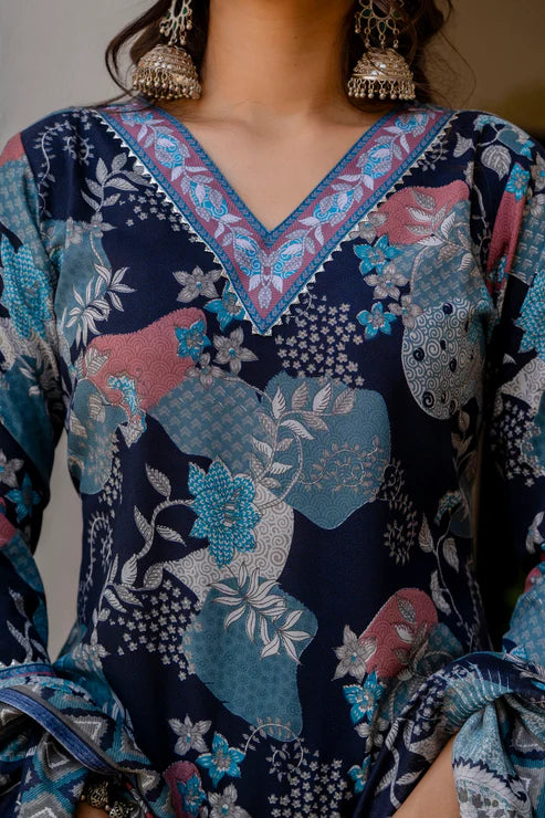 Printed A-Line Kurta and Pant set with Dupatta