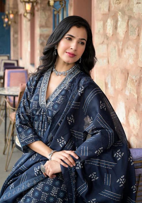 Embroidery Straight Kurta and Pant set with Dupatta