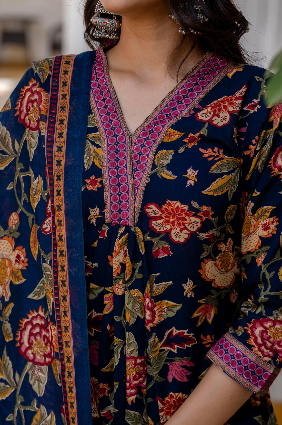 Printed A-Line Kurta and Pant set with Dupatta