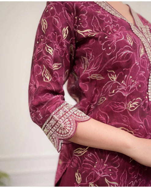 Embroidery Straight Kurta and Pant set with Dupatta