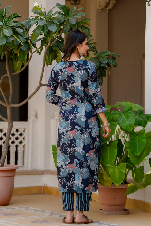 Printed A-Line Kurta and Pant set with Dupatta