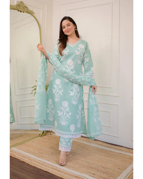 Embroidery Straight Kurta and Pant set with Dupatta