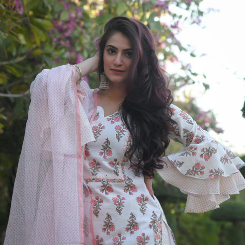Block Printed Kurta and Pant Set With Dupatta