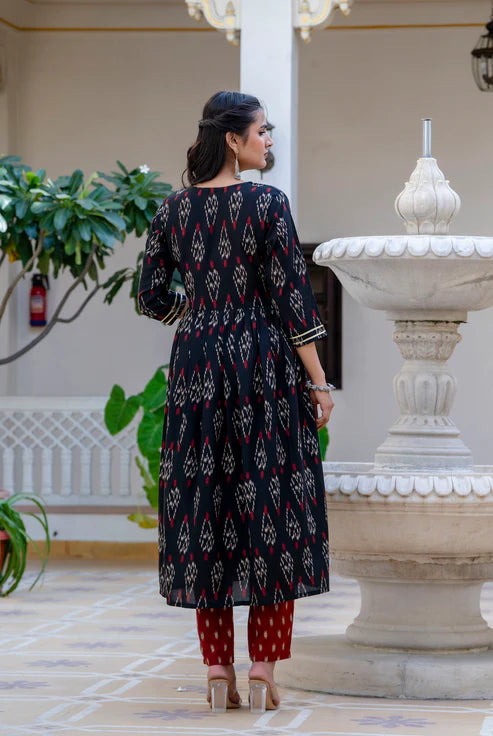 Printed Anarkali Kurta and Pant set with Dupatta