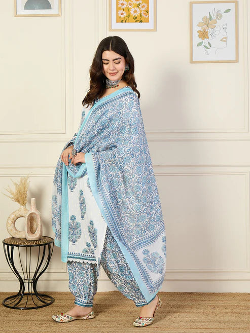 Printed Straight Kurta and Pant Set With Dupatta
