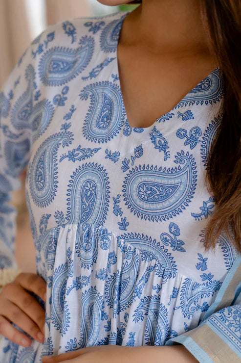 Block Printed Kurta and Pant Set With Dupatta