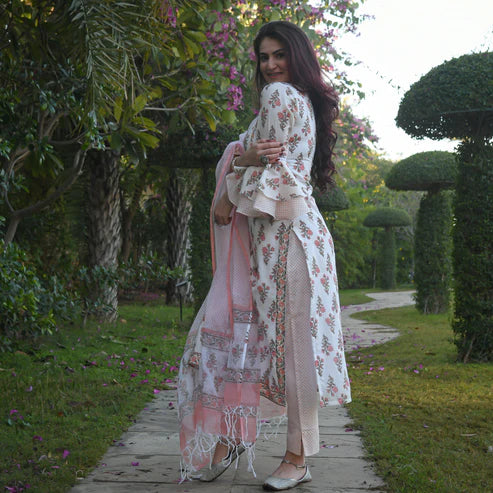 Block Printed Kurta and Pant Set With Dupatta