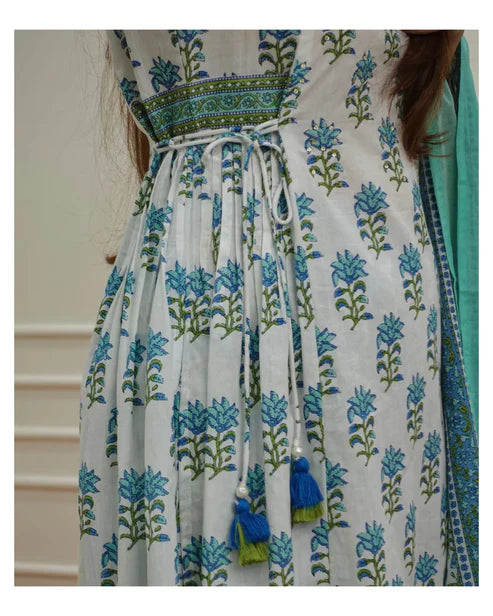Block Printed Kurta and Pant Set with Dupatta
