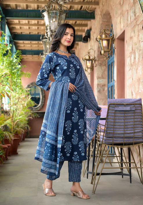 Embroidery Straight Kurta and Pant set with Dupatta