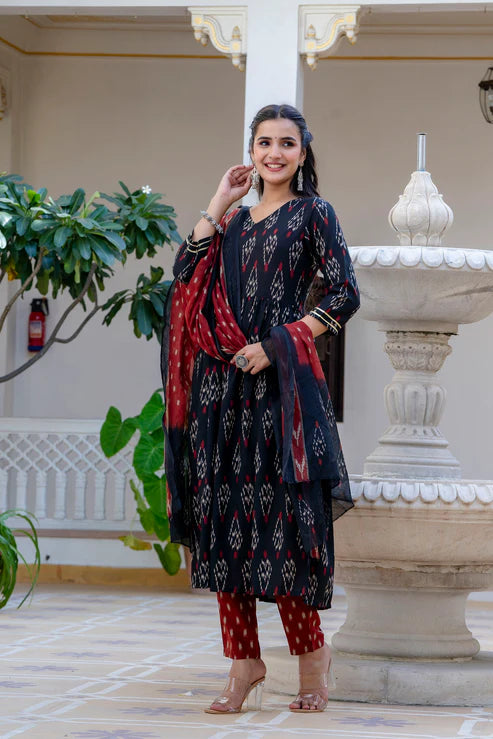 Printed Anarkali Kurta and Pant set with Dupatta