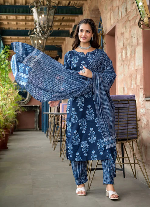 Embroidery Straight Kurta and Pant set with Dupatta