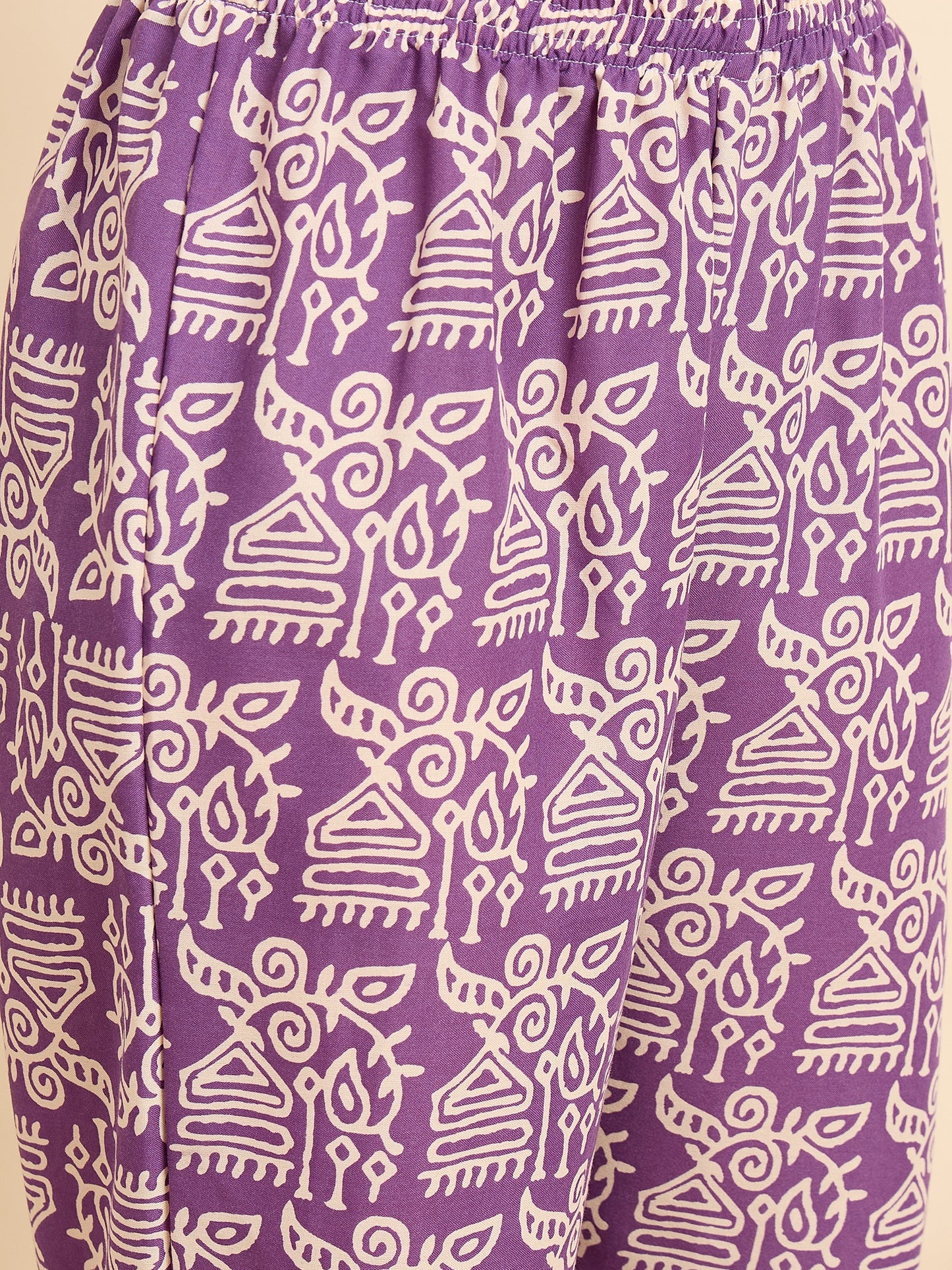 Women Viscose Purple Anarkali Kurta And Pant Set With Dupatta