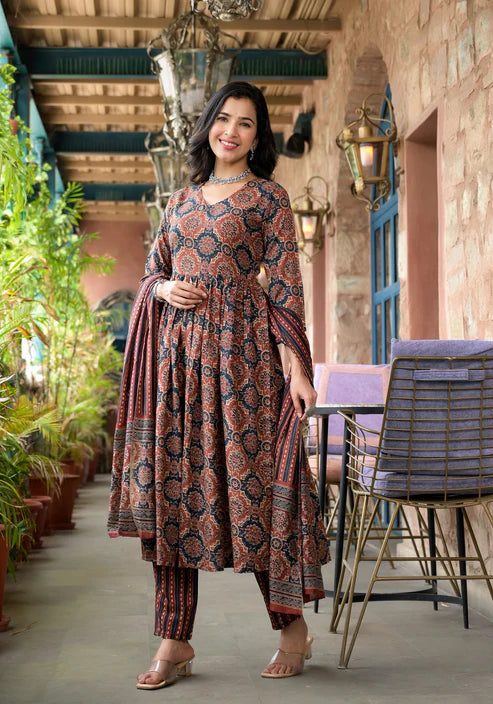 Embroidery Anarkali Kurta and Pant set with Dupatta