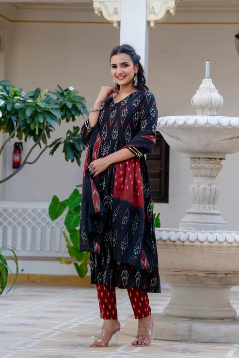 Printed Anarkali Kurta and Pant set with Dupatta