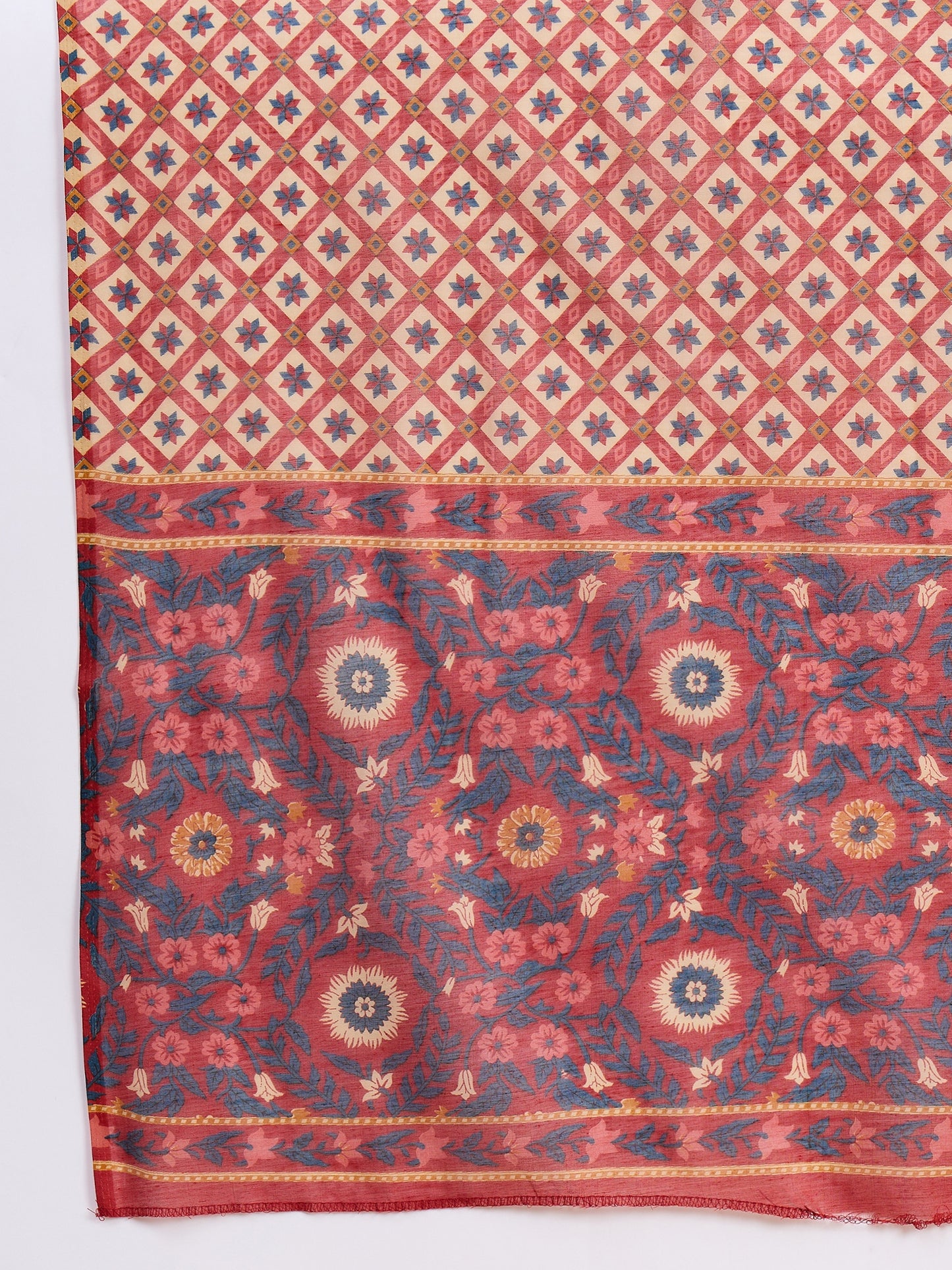 Women Viscose Red Anarkali Kurta And Pant Set With Dupatta