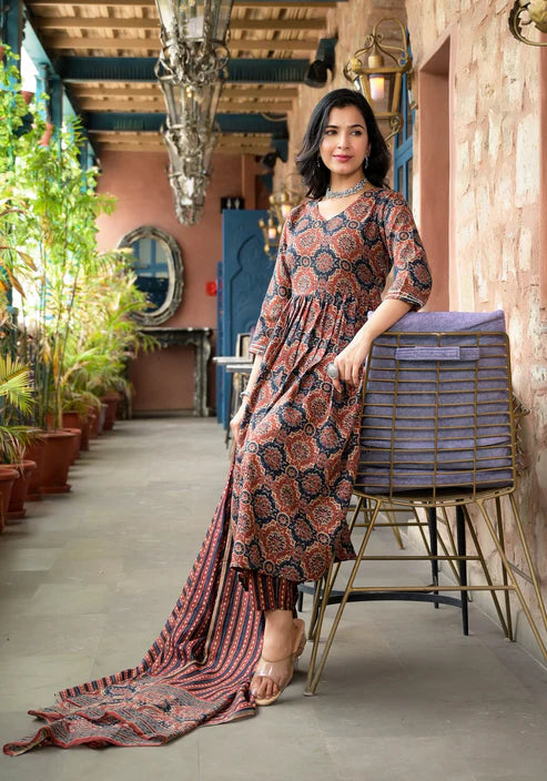 Embroidery Anarkali Kurta and Pant set with Dupatta