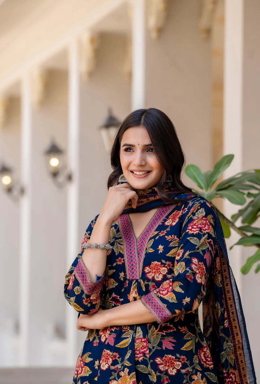Printed A-Line Kurta and Pant set with Dupatta