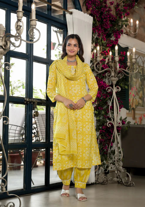 Embroidery Straight Kurta and Pant set with Dupatta