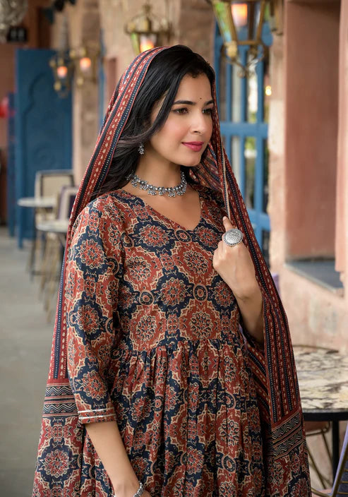 Embroidery Anarkali Kurta and Pant set with Dupatta