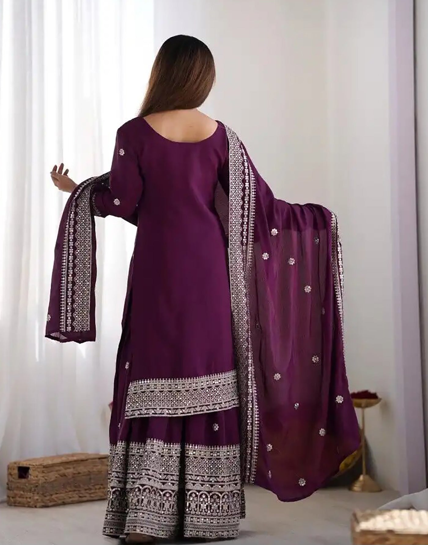 Women Silk Kurta Pant Dupatta Set