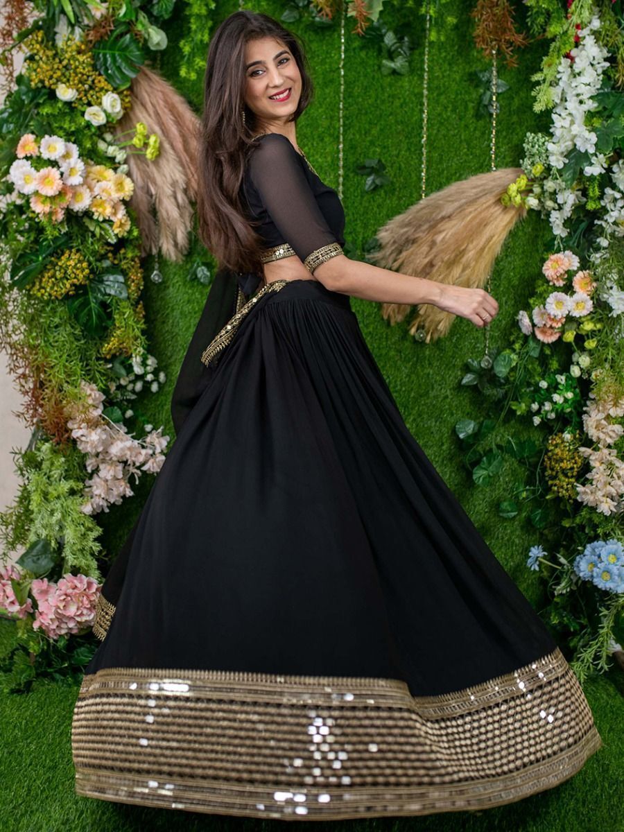 Embroidered Semi Stitched Lehenga Choli Dupatta Set