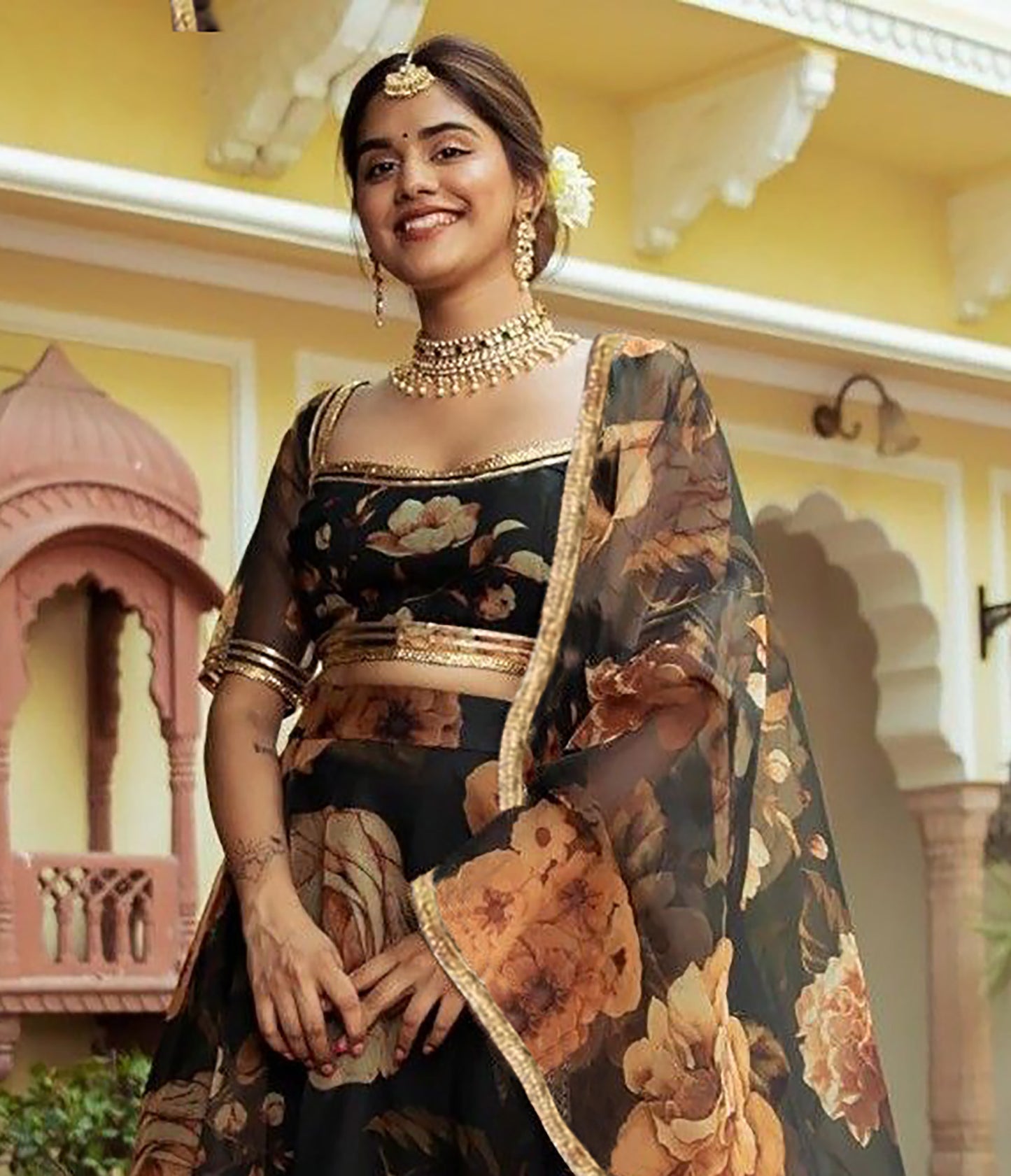 Printed Semi Stitched Lehenga Choli Dupatta Set