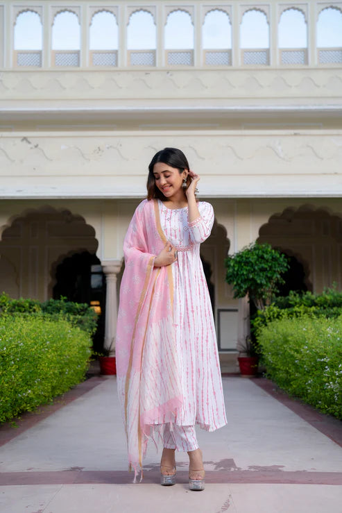 Women Printed Flared Kurta and Pant set with Dupatta