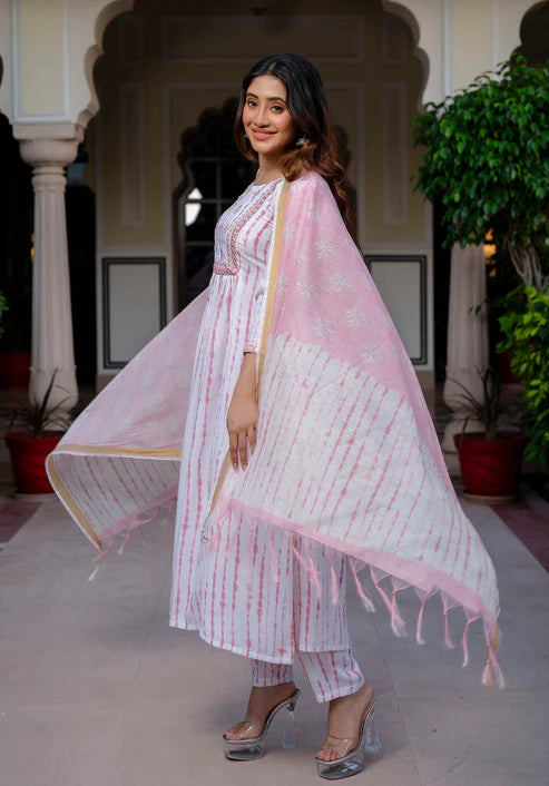 Women Printed Flared Kurta and Pant set with Dupatta