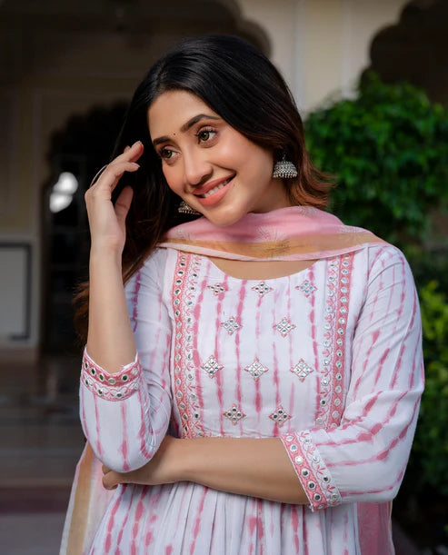Women Printed Flared Kurta and Pant set with Dupatta