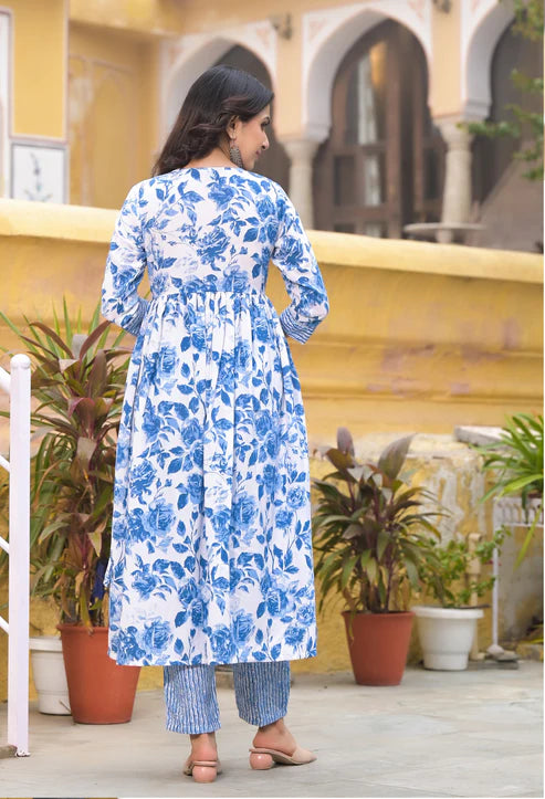 Embroidered Anarkali Kurta and Pant set with Dupatta
