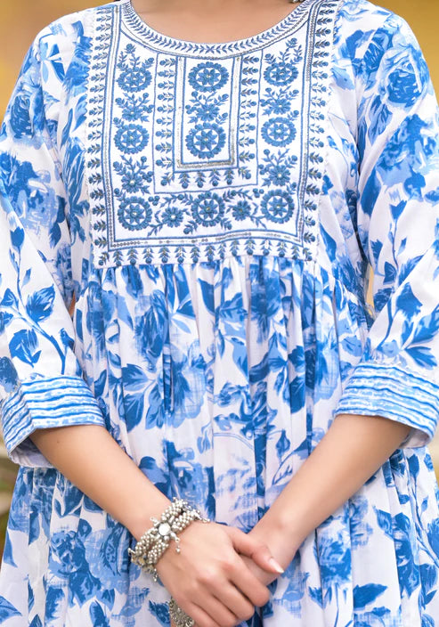 Embroidered Anarkali Kurta and Pant set with Dupatta