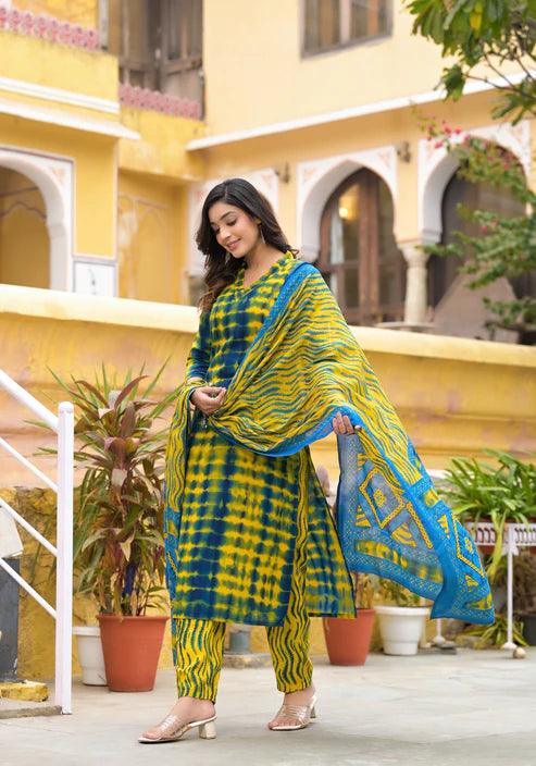 Printed Kurta and pant set with Dupatta