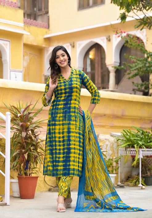 Printed Kurta and pant set with Dupatta