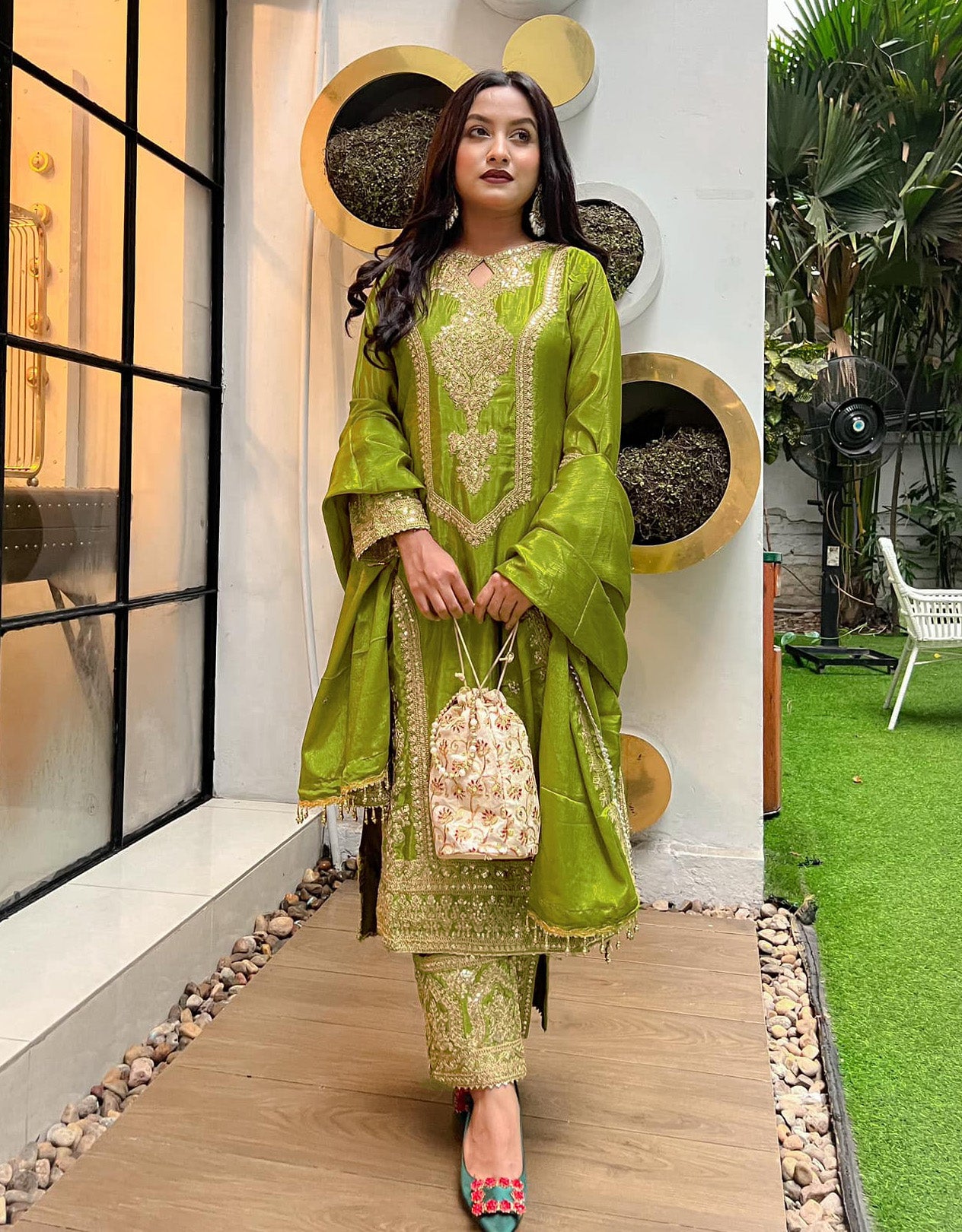 Women Silk Kurta Pant Dupatta Set