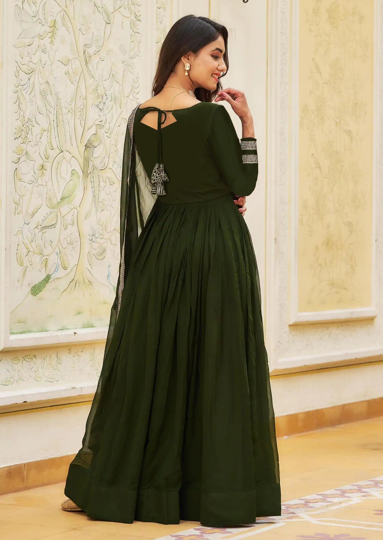 Embroidered Georgette Stitched Anarkali Gown