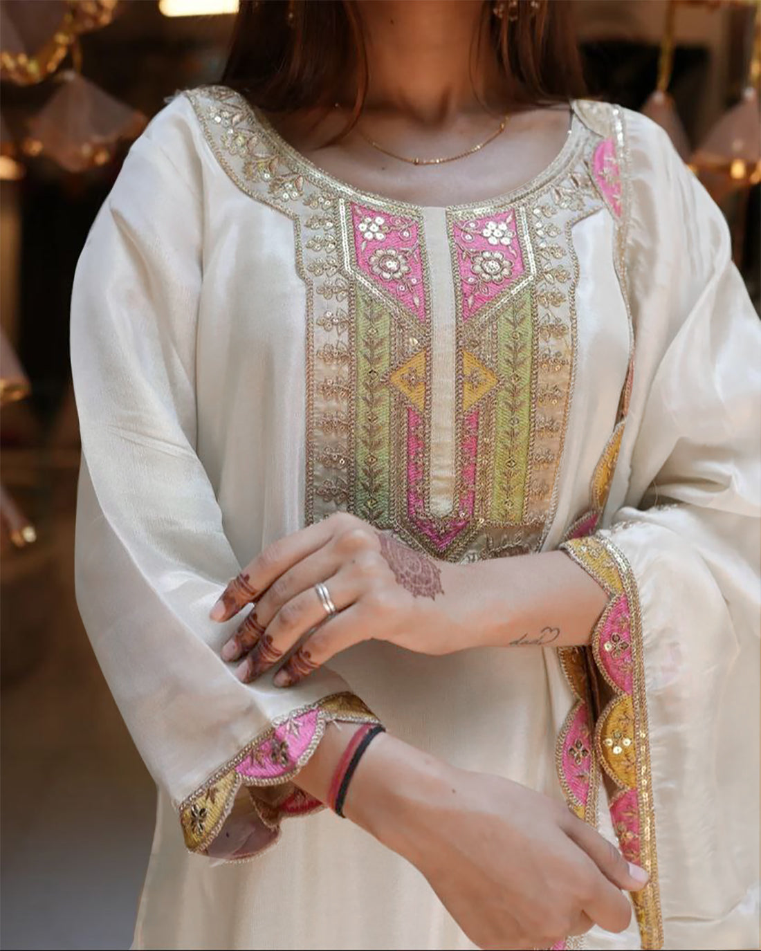 Women Silk Kurta Pant Dupatta Set