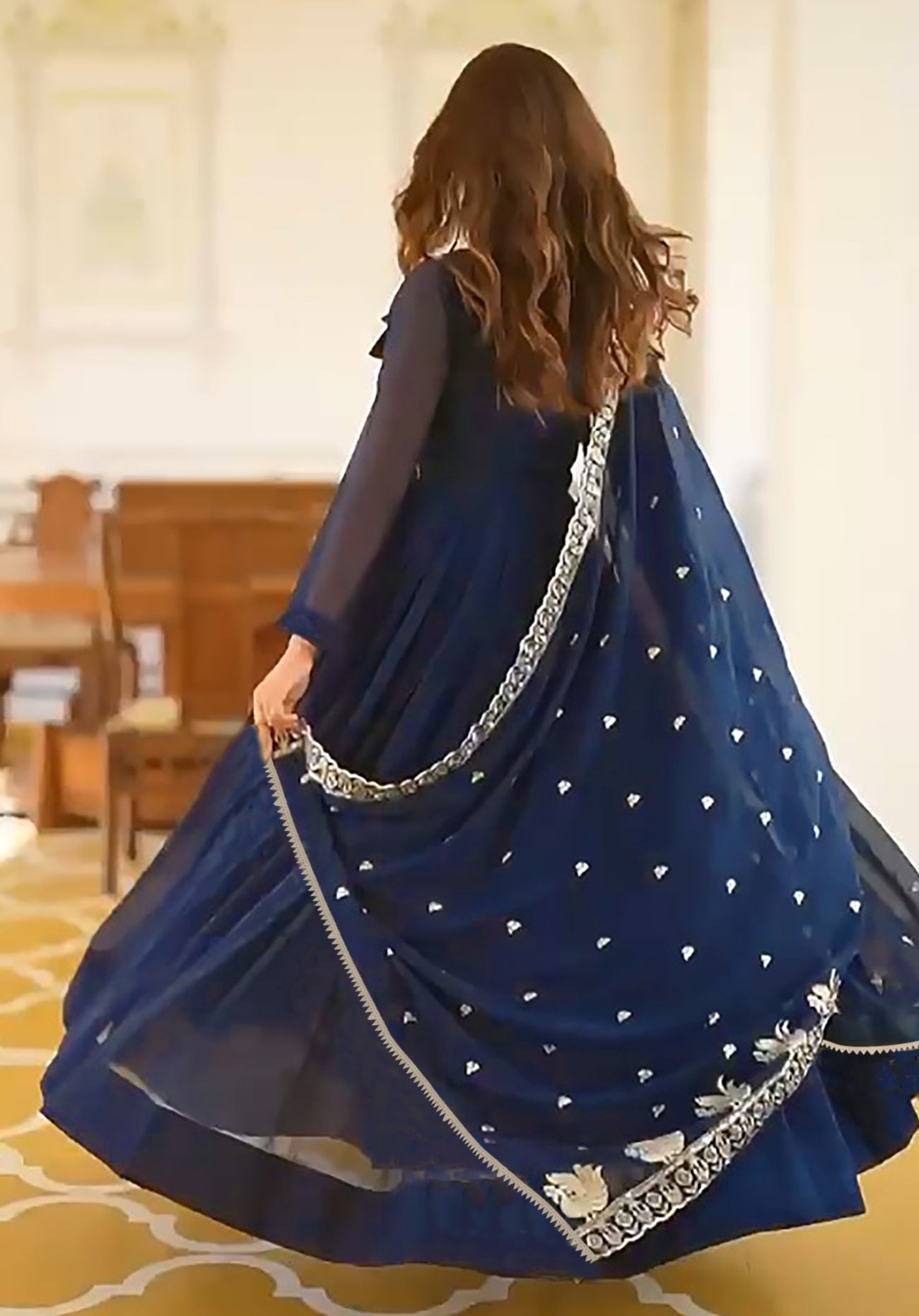 Embroidered Georgette Stitched Anarkali Gown