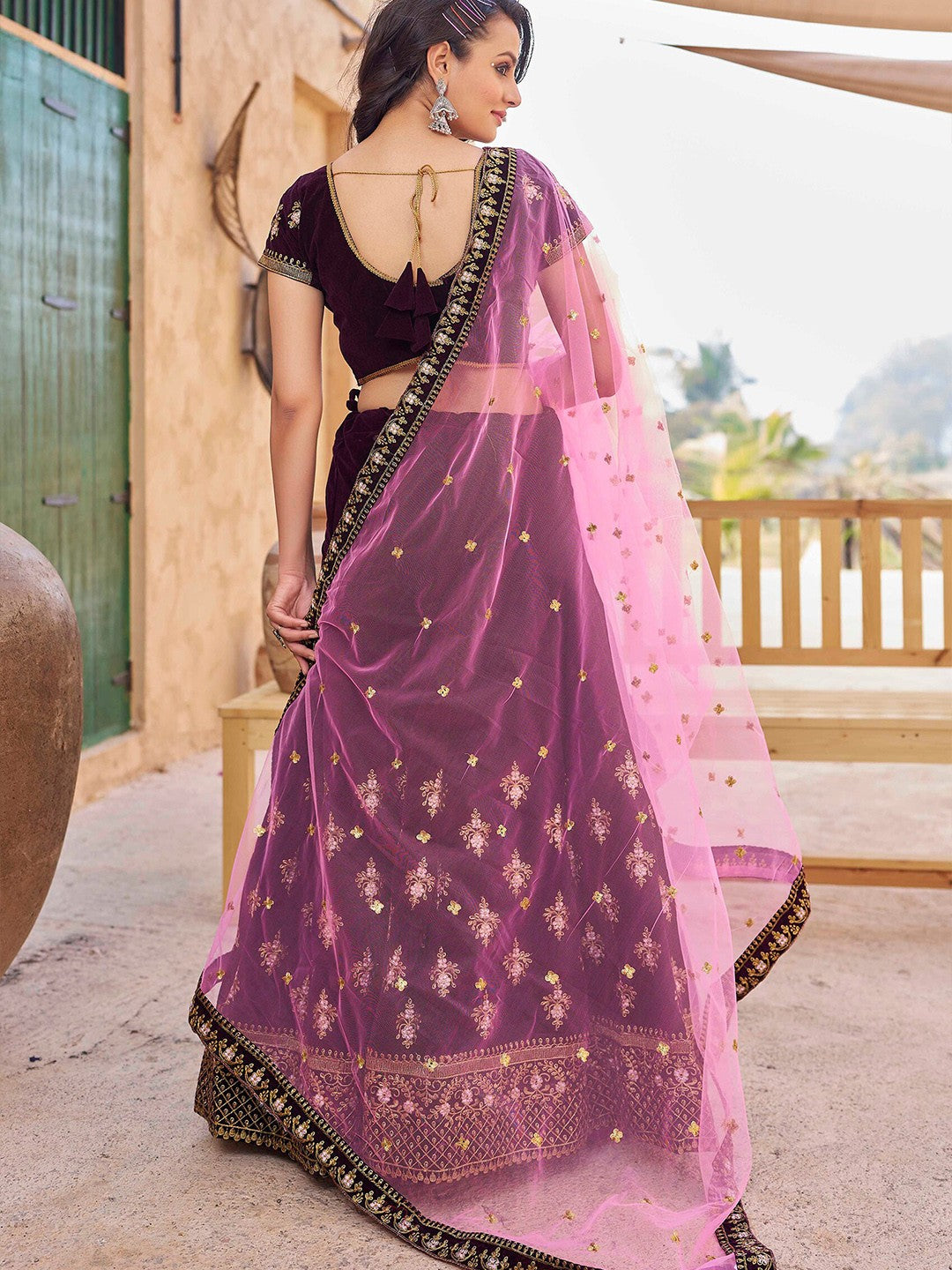 Embroidered Semi Stitched Lehenga Choli Dupatta Set