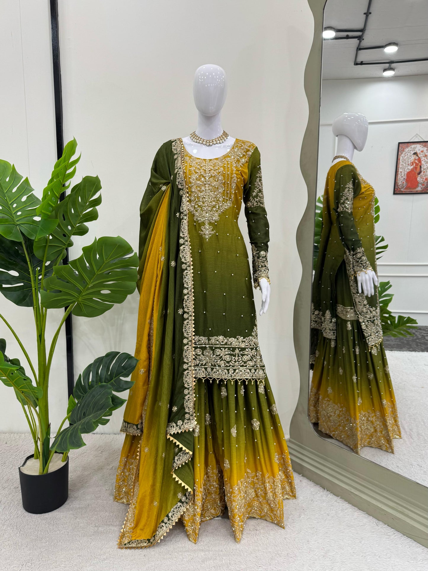 Women Silk Kurta Pant Dupatta Set