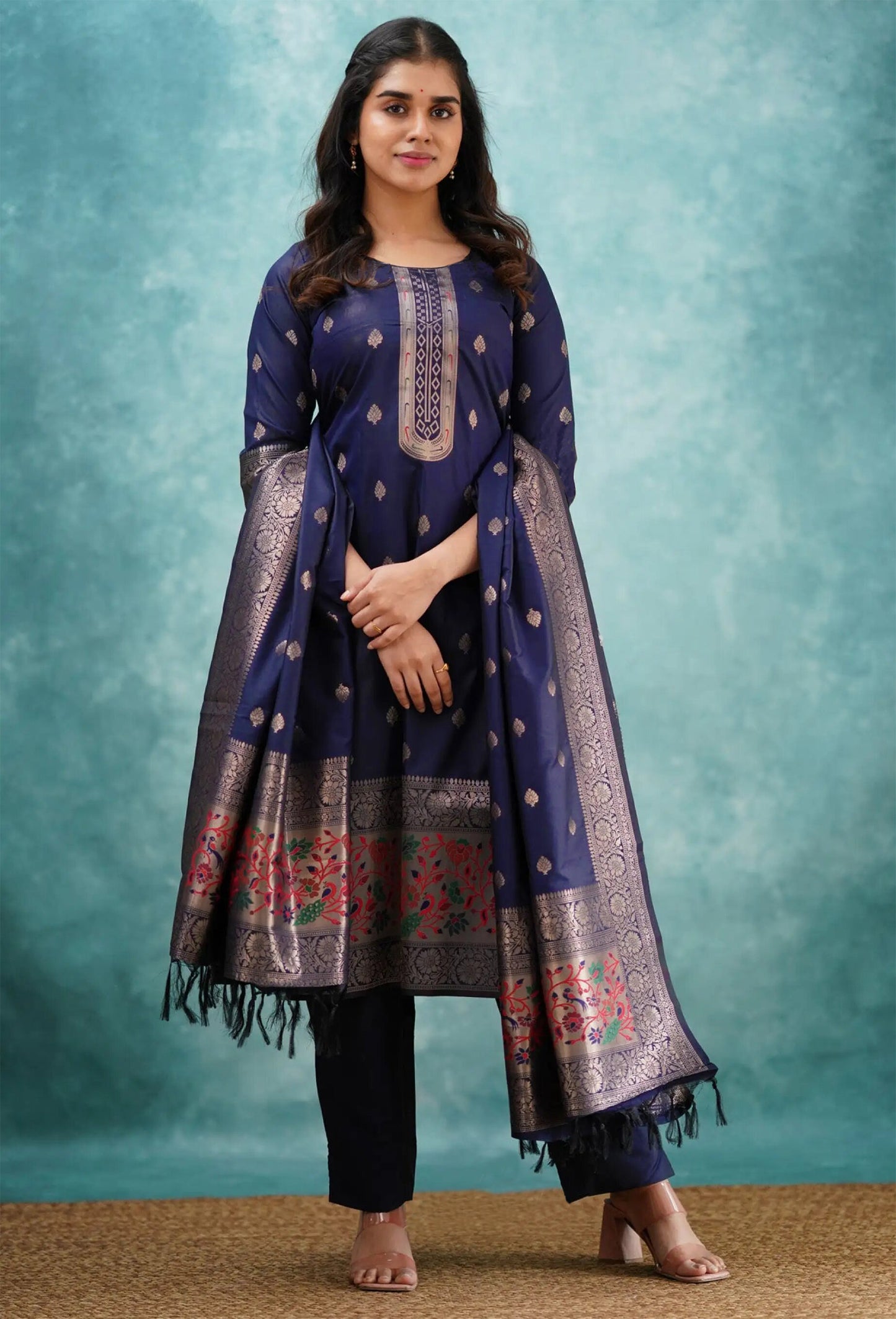 Women Silk Kurta Pant Dupatta Set