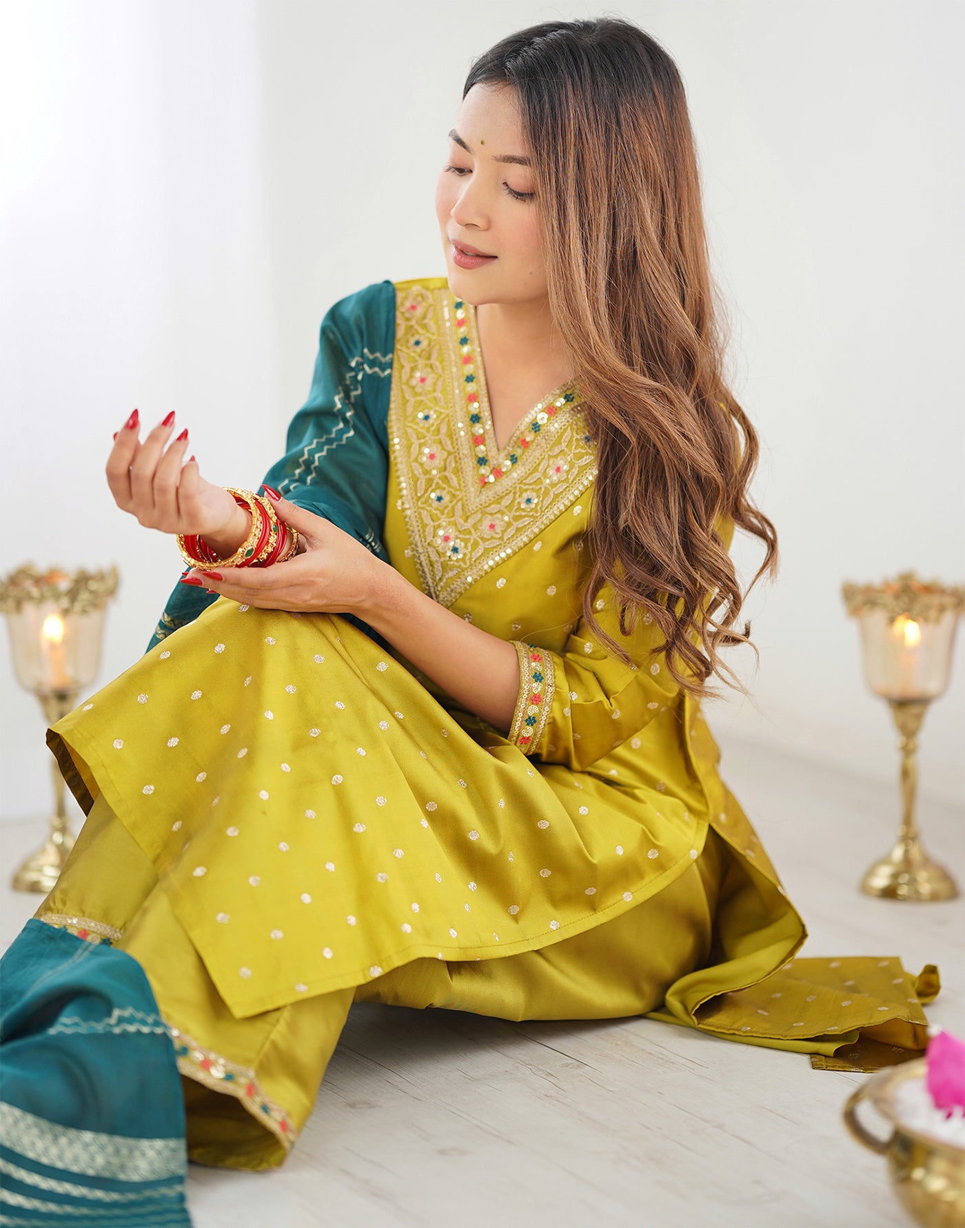 Women Silk Kurta Pant Dupatta Set