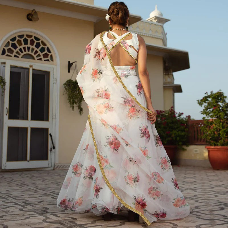 Printed Semi-Stitched Lehenga Choli Dupatta Set