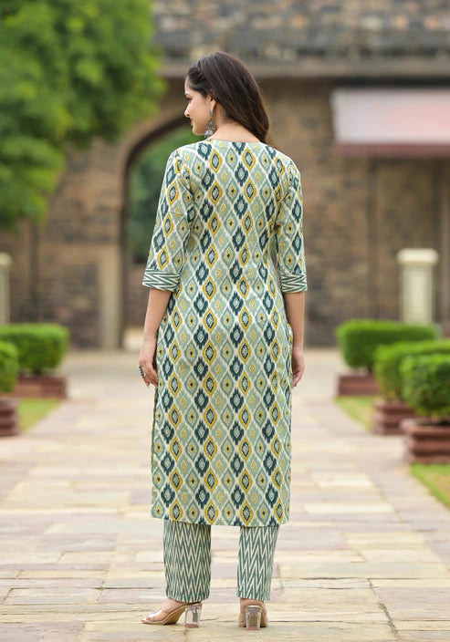 Printed Straight Kurta and Pant set with Dupatta