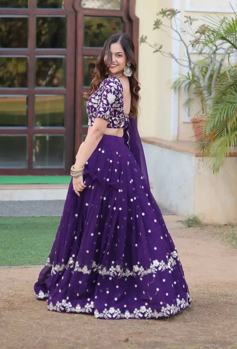 Embroidered Semi Stitched Lehenga Choli Dupatta Set